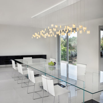 Contemporary dining room, Orchids chandelier by Galilee lighting