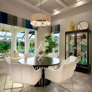 Trendy dining room photo in Other with gray walls