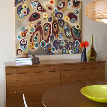 Contemporary Dining Room with Modern Art
