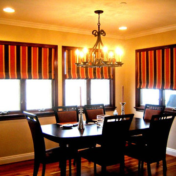 Contemporary  Flat, Orange and Brown Stripes Roman shades