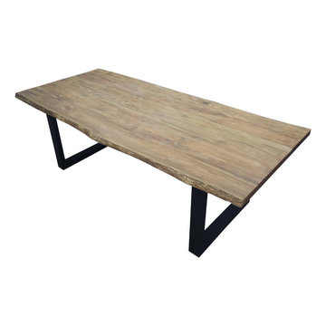 Copenhagen Teak Wood Single Slab Live Edge Large Dining Table