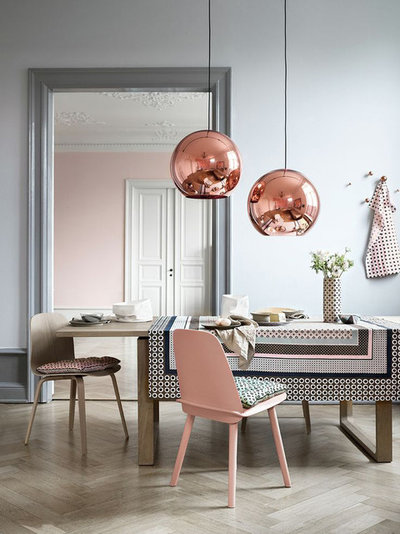 Contemporary Dining Room Copper/Bronze Globe Pendant Lights