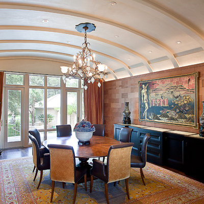 Trendy dark wood floor dining room photo in Austin
