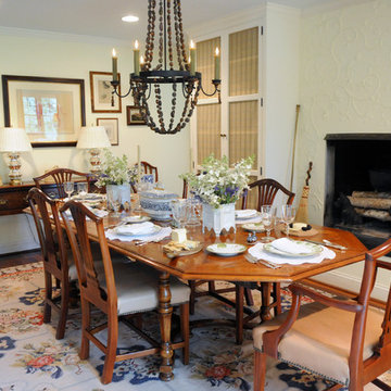 Country dining room and custom fireplace design