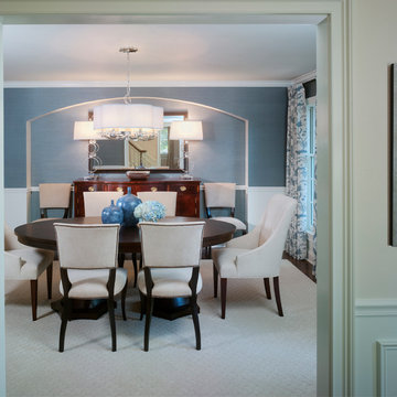 Crisp Blue and White Dining Room