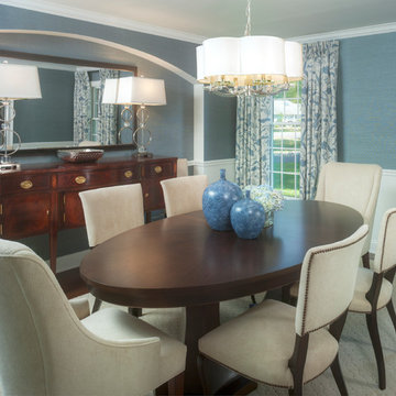 Crisp Blue and White Dining Room