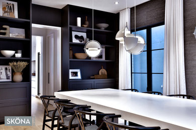 Mid-sized trendy dining room photo in Toronto with gray walls