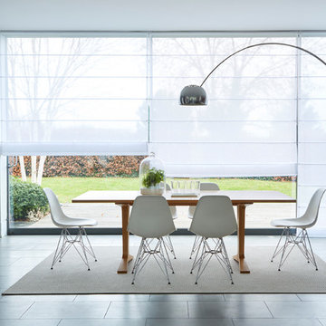 Crystal White Voile Roman blinds