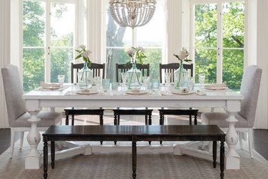 Inspiration for a mid-sized farmhouse dark wood floor and brown floor enclosed dining room remodel in Ottawa with beige walls and no fireplace