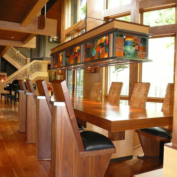 Custom Dining Table, Chairs & Light fixture