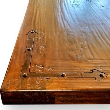 Custom Made Alder Table 10'-0x5'-0 with Rustic Metal Brackets