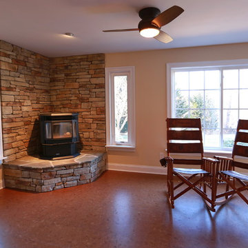 Custom Stone Corner Fireplace