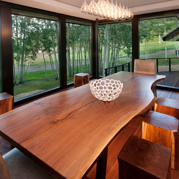 Custom Walnut Table and Bench Hudson Furniture Colorado