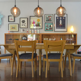 Ispirazione per una sala da pranzo minimalista con pareti bianche