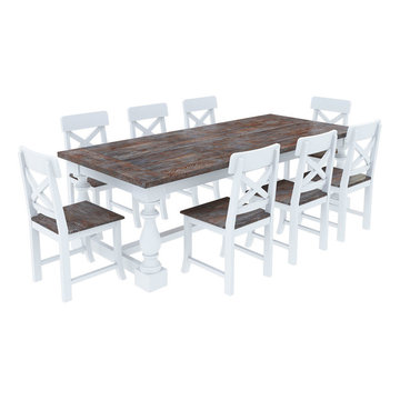Danville Modern Teak and Solid Wood Dining Table With 6 Chairs Set