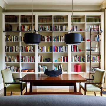 dining room and built-in shelves