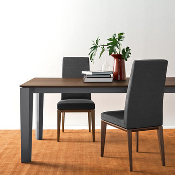 Delta Extending Table - 70 x 39" - Smoke Wood Top + Matte Grey Frame