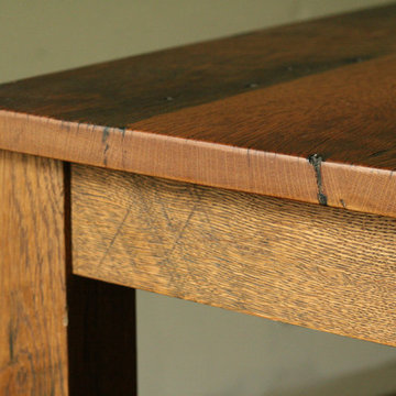 Detail of Tight Grained Reclaimed Oak on Table Top