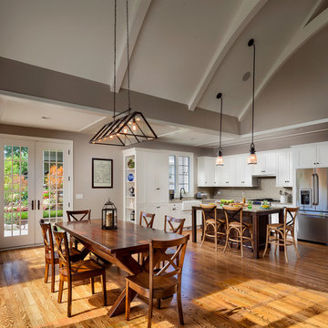 Dine-in room open to kitchen and great room with vaulted ceiling