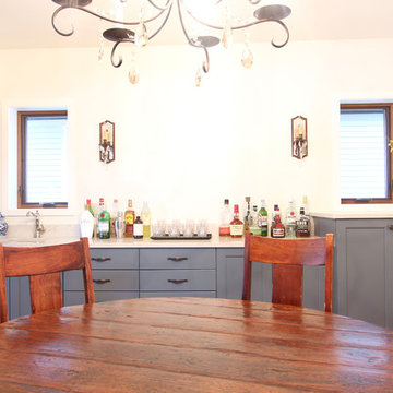 Dining Room Bar with Blue Glazed Cabinets