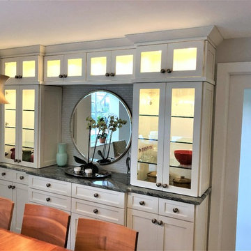 Dining room built in sideboard with glass display case for china and crystal