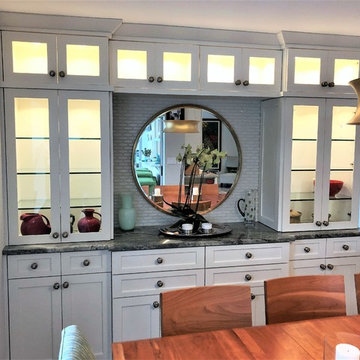 Dining room built in sideboard with glass display case for china and crystal