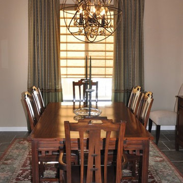 Dining Room Draperies with Crystal Finials and trim