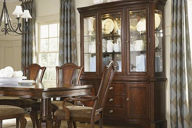 Mid-sized elegant light wood floor and beige floor great room photo in San Diego with beige walls and no fireplace