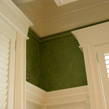Dining room green wall upholstery