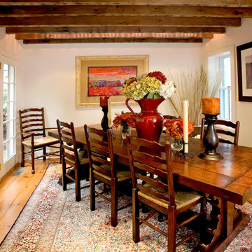 Dining room of the remodeled riverfront house in Bucks County