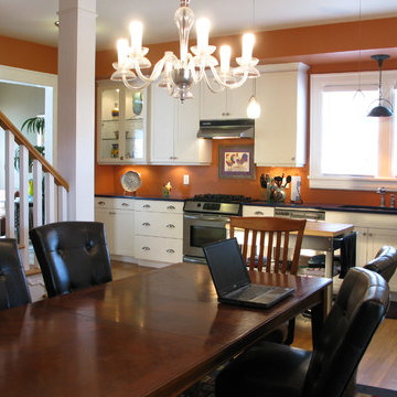 Dining room opening into kitchen