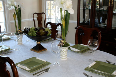 Example of a mid-sized classic enclosed dining room design in Philadelphia with beige walls and no fireplace