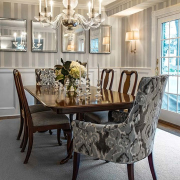 Dining Room Transitional Neutrals in a Westfield, NJ Contemporary Home.
