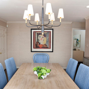 Enclosed dining room - mid-sized transitional dark wood floor enclosed dining room idea in Philadelphia with beige walls and no fireplace