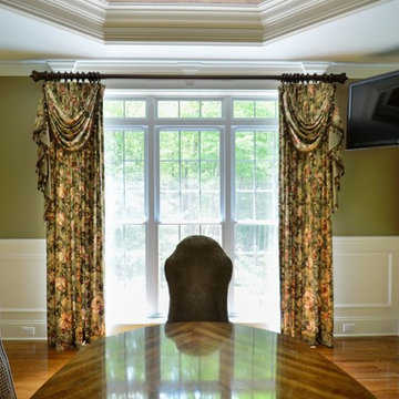 Dining Room Window with Panels, Swags and Jabots