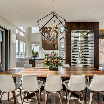 Dining Room with Floating Wine Rack