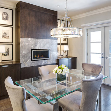 Dining room with new fireplace