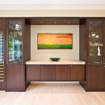 Dining room with sideboard built-in and wine cooler