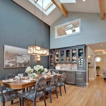 Dining Room With Vaulted Ceiling & Skylights