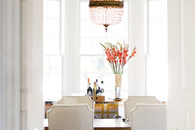 Example of a transitional dining room design in Montreal