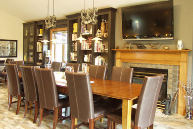 Example of a mountain style dining room design in Other