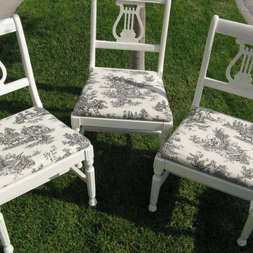 DIY Vintage Chairs Toile Fabric