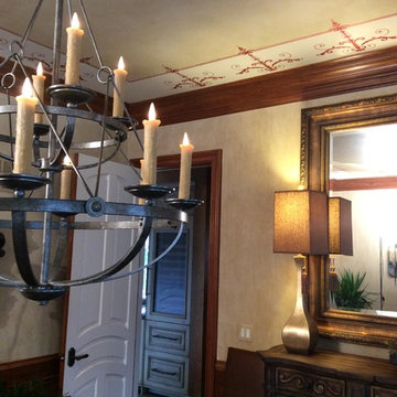 Double chandeliers and a Faux finished ceiling in Ladue Mo.