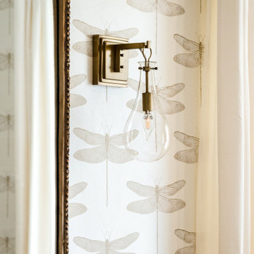 Dragonfly Wallpaper in a Historic Home's Traditional Dining Room