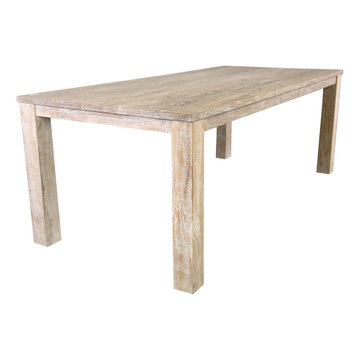 Durham Handcrafted White Wash Recycled Teak Wood Large Dining Table