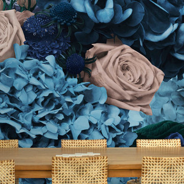 Dusty Blue & Cream Bouquet - Dining Room