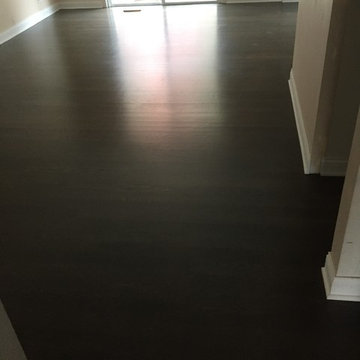 East Dundee, IL.  White Oak wood floor stained in Dark Gray.