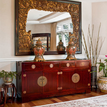Elmwood Mahogany Sideboard and Antique Mirror