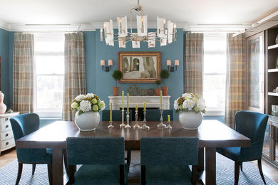 Example of a transitional dining room design in New York