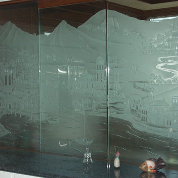Etched Glass/Kitchen-Dining Room pass thru